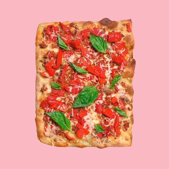 Vegan Sausage Pizza.